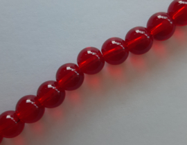 Transparante glaskralen rood 9 mm, 1 streng
