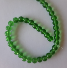 Transparante glaskralen groen 6,5 mm, 1 streng