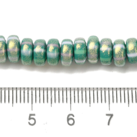 Streng fimokralen rondel met glitter, seagreen