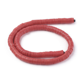 Fimo heishi disc-kralen  8 mm rood, streng