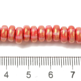 Streng fimokralen rondel met glitter, crimson