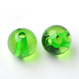 Transparante acryl kraal rond 8 mm groen, 25 stuks