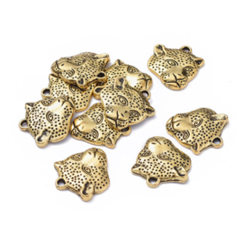 Goudkleurige hanger luipaardkop, 3 stuks