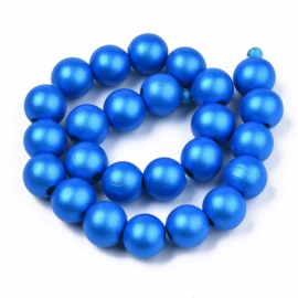 Houten kraal 16 mm dodger blue, 5 stuks