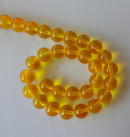 Transparante glaskralen geel 9 mm, 1 streng