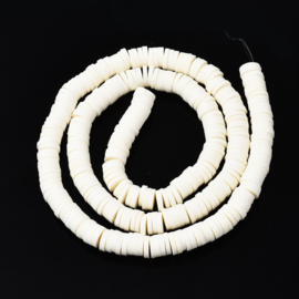 Fimo heishi disc-kralen  6 mm floral white, streng