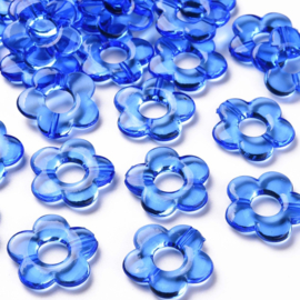 Acryl framekralen bloem blauw, 8 stuks