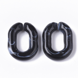 Schakels 19x14,5x4,5 zwart gemeleerd, 10 stuks