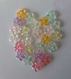 Kralenmix acryl bloemetjes pastel, 24 stuks