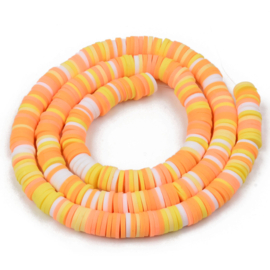 Fimo heishi disc-kralen  6 mm oranje-gele mix, streng