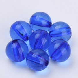 Transparante acryl kraal rond 7,5 mm blauw, 25 stuks
