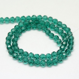 glazen ronde facetkraal 6mm groen, 15 stuks