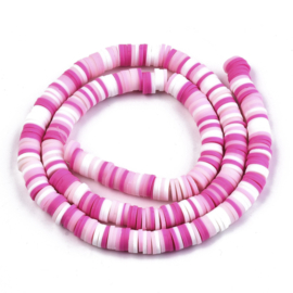 Fimo heishi disc-kralen  6 mm roze mix, streng