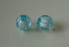 Transparante acryl kraal rond pompoen lichtblauw, 20 stuks