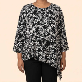 Billy B Blouse Top Eva asym. zwart/wit