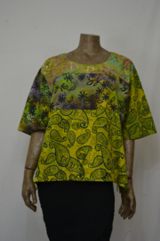 Disini Blouse korte mouw, Combi mooi geel nr. 1