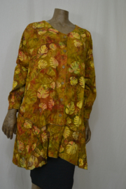 Billy B Blouse B148 Big Big met lange mouwen mais geel met blad