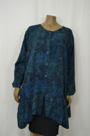 Billy B Blouse  B148 Big Big lange mouw blauw/groen cirkels