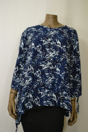 Billy B Blouse big   B086                     blauw wit met optrekkoord