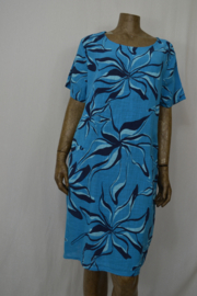 Moon Jurk met kleine zakjes licht blauw blauw bloem