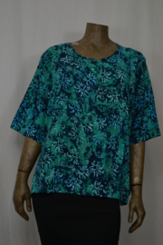 Billy B Blouse Marlieke blauw/groen met bloem