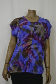 Normal Crazy Blouse zomer aangeknipte mouw paars/blauw
