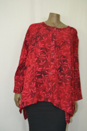 Billy B Blouse Big Cora met lange mouwen rood zwart met takken