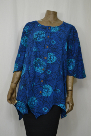 Normal Crazy Blouse Top Dini Big blauw zwart rag met bloem