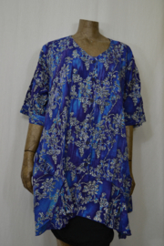 Billy B Blouse Big B148 lange mouw met zakjes  blauw/wit