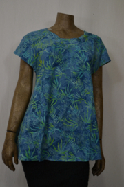 Billy B Blouse 184 met mooie hals          blauw groen blad