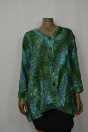 Billy B Blouse B211 met zakjes model 'jasje' petrol groen