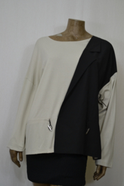 Elsewhere Vest/Blouse 20573 asym. room/zwart  (3? XXL)