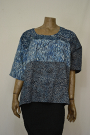 Disini Blouse  korte mouw, Combi allerlei blauw nr. 1