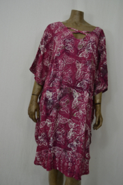 Billy B  Kaftan/Jurk 169 kort met halskruis voor of achter donker rose witte vlinder