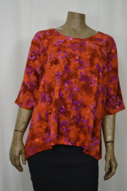 Billy B Blouse Marlieke oranje/bruin met paarse bloem