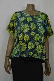 Billy B Blouse Top Jopie blauw geel/groen groot blad