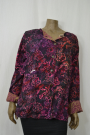Billy B Jacket/Blouse 2-zijdig draagbaar paars blauw bloem, binnen taupe/roze