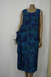 Billy B Long Dress ballon zwart/blauw takken met zakken en elas. zijkant onder