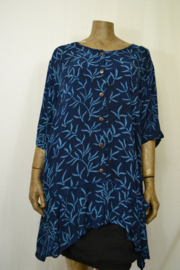 Billy B Blouse B148 big big zomer korte mouw blauw met blad