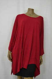 Billy B Shirt / Blouse Top Indi Big Big wijnrood met zakken