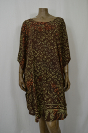 Billy B Kaftan/Jurk B169 kort kruis voor of achter bruin met bonen