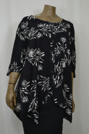 Billy B Blouses Cora  zwart witte bloemen
