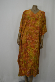 Billy B Kaftan Long Poncho bruin/geel/rood