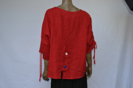 La Bass blouse rood, knopen achter