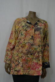 Billy B Jacket/Blouse Noor 2-zijdig te dragen veel taupe en bloemen, binnen zwart/grijs
