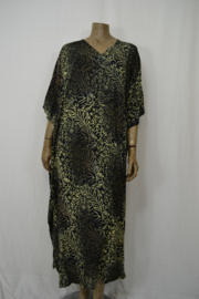 Billy B Kaftan long Poncho zwart creme bruin veel takken