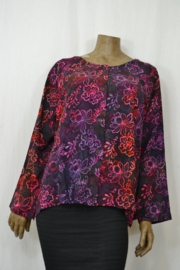 Billy B Blouse Marlieke lange mouw paars/blauw met oranje bloem