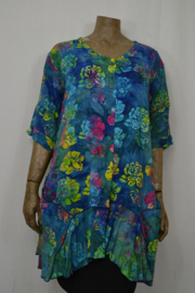 Billy B Blouse Big B148 blauw veel bloem