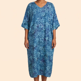 Billy B Kaftan Long kaftan  137 blauw met bloemen
