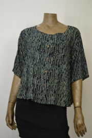 Normal Crazy Blouse Top bottom  zwart lichtgroen pixels